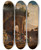 Triptych art skateboard deck of Heinrich Brkel Scene In Front Of An Italian Osteria by Heinrich Burkel (1802-1869)