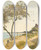 Triptych art skateboard deck of Paul Lecomte Bord De Mer Avec Promeneurs Sur Un Chemin by Paul Lecomte (1842-1920)
