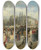 Triptych art skateboard deck of Franz Von Persoglia A View Of Naschmarkt In Vienna_1 by Franz Von Persoglia (1852-1912)