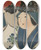 Triptych art skateboard deck of Kamisaka Sekka Kindling Salesgirl Kurokiuri by Kamisaka Sekka (1866-1942)