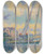 Triptych art skateboard deck of Albert Lebourg Les Bords Du Lac De Gneve Saintgingolph by Albert Lebourg (1849-1928)