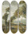Triptych art skateboard deck of Hugo Charlemont Landstrae Mit Birkenallee by Hugo Charlemont (1850-1939)