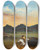 Triptych art skateboard deck of Alfred Jacob Miller Buffalo Hunt by Alfred Jacob Miller (1810-1874)