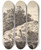 Triptych art skateboard deck of Ferdinand Kobell Landscape With A Brook And Farm Buildings by Ferdinand Kobell (1740-1799)