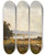 Triptych art skateboard deck of Adolf Heinrich Lier Der Starnberger See Von Pcking Aus Gesehen by Adolf Heinrich Lier (1826-1882)
