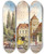 Triptych art skateboard deck of Ferdinand Weckbrodt Im Althanpalais Puthon In Wien by Ferdinand Weckbrodt (1838-1902)