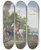 Triptych art skateboard deck of Johann Georg Pforr Jger Mit Pferden Und Jagdhunden Machen Bei Einer Ruine Halt by Johann Georg Pforr (1745-1798)