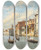 Triptych art skateboard deck of Jacques Franois Carabain Venice The Grand Canal by Jacques Francois Carabain (1834-1933)