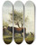 Triptych art skateboard deck of Friedrich August Matthias Gauermann A Cow Licking A Bull In The Pasture by Friedrich August Matthias Gauermann (1807-1862)