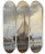 Triptych art skateboard deck of Andreas Schelfhout Am Strand by Andreas Schelfhout (1787-1870)