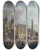 Triptych art skateboard deck of Pierreantoine Demachy Spectacle Forain Dans Un Carrefour Imaginaire De Paris by Pierre-Antoine Demachy (1723-1807)
