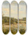 Triptych art skateboard deck of Stanislas Lpine Prairies De Tournebourse by Stanislas Lepine (1835-1892)