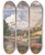 Triptych art skateboard deck of Samuel Palmer Timber Wagon Crossing A Stream by Samuel Palmer (1805-1881)