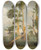 Triptych art skateboard deck of Karl Maria Thuma Study Of Trees by Karl Maria Thuma (1870-1925)
