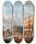 Triptych art skateboard deck of Luigi Querena The Blessed Doge Francesco Morosini In 1693 Leaves Venice To Fight The Turks At The Peloponnese by Luigi Querena (1820-1887)