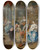Triptych art skateboard deck of Johann Georg Platzer Interior With A Concert And Card Players by Johann Georg Platzer (1704-1761)