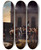 Triptych art skateboard deck of Jeanalphonse Roehn Inhumation Provisoire Des Victimes De Juillet Devant La Colonnade Du Louvre by Jean-Alphonse Roehn (1799-1864)