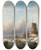 Triptych art skateboard deck of Jan Jacob Coenraad Spohler Skating Pleasures by Jan Jacob Coenraad Spohler (1837-1923)