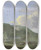Triptych art skateboard deck of Johann Albrecht Friedrich Rauscher The Castle Near Gera by Johann Albrecht Friedrich Rauscher (1754-1808)