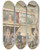 Triptych art skateboard deck of Ferdinand Weckbrodt Im Wurstelprater In Wien by Ferdinand Weckbrodt (1838-1902)