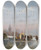 Triptych art skateboard deck of Andreas Schelfhout A Frozen Waterway With Skaters By A Refreshment Stall by Andreas Schelfhout (1787-1870)