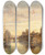 Triptych art skateboard deck of Charles Euphrasie Kuwasseg Partie In Amsterdam by Charles Euphrasie Kuwasseg (1833-1904)
