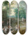 Triptych art skateboard deck of Jan Breughel The Elder Wooded Landscape With Travellers by Jan Brueghel The Elder