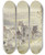 Triptych art skateboard deck of Rudolf Von Alt Die Ruinen Der Klosterkirche Susenstein An Der Donau by Rudolf Von Alt (1812-1905)