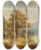 Triptych art skateboard deck of Guido Hampe At Lake Lucerne by Guido Hampe (1839-1902)