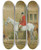 Triptych art skateboard deck of George Wright At The Stable by George Wright (1860-1944)