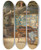 Triptych art skateboard deck of Johann Hamza Bauerninterieur Zrich by Johann Hamza (1850-1927)