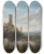 Triptych art skateboard deck of Csar Van Loo A River Landscape With Ruins Of An Aqueduct by Cesar Van Loo (1743-1821)