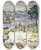 Triptych art skateboard deck of Maurice Prendergast Inlet With Sailboat Maine by Maurice Prendergast (1858-1924)
