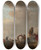 Triptych art skateboard deck of Philips Wouwerman Fisherfolk Unloading Their Catch On The Seashore by Philips Wouwerman (1619-1668)
