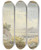 Triptych art skateboard deck of George Barret Landscape Set In An Oval Mountain Landscape Through An Oval Window by George Barret (1767-1842)