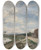 Triptych art skateboard deck of Johan Barthold Jongkind The Seine At Basmeudon by Johan Barthold Jongkind (1819-1891)