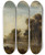 Triptych art skateboard deck of Aert Van Der Neer Village Pond by Aert van der Neer (1603-1677)