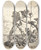 Triptych art skateboard deck of Pieter Van Laer Jger Med Syv Hunde by Pieter Van Laer (1592-1642)
