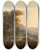 Triptych art skateboard deck of Julius Schoppe Travellers On A Country Path by Julius Schoppe (1795-1868)