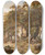 Triptych art skateboard deck of Hendrik Meijer Extensive Landscape With Peasants Resting Before A Tavern Others Harvesting In The Distance And A Church On A Hill Behind by Hendrik Meijer (1744-1793)