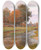 Triptych art skateboard deck of Hugo Darnaut River Landscape With Small Herd Of Cows And A Village In The Background by Hugo Darnaut (1850-1937)