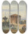 Triptych art skateboard deck of James Holland The Temple Of Vesta Rome by James Holland (1800-1870)