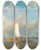 Triptych art skateboard deck of Pieter Cornelis Dommersen Shipping In A Dutch Estuary At Low Tide by Pieter Cornelis Dommersen (1833-1918)