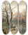 Triptych art skateboard deck of Hugo Darnaut A Scene At Dusk In Late Autumn by Hugo Darnaut (1850-1937)