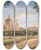 Triptych art skateboard deck of Rudolf Von Alt Blick Auf Die Karlskirche Und Das Polytechnische Institut by Rudolf Von Alt (1812-1905)