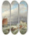 Triptych art skateboard deck of Pieter Cornelis Dommersen Borselen On The Scheldt Holland by Pieter Cornelis Dommersen (1833-1918)