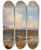 Triptych art skateboard deck of Anton Hansch Der Chiemsee Im Herbst by Anton Hansch (1813-1876)