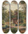 Triptych art skateboard deck of Alois Kirnig Rural Idyll Mother Returning Home by Alois Kirnig (1840-1911)