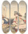 Triptych art skateboard deck of Eugne Delacroix A Moroccan Couple On Their Terrace by Eugene Delacroix (1798-1863)