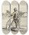 Triptych art skateboard deck of Georges Goursat Sem Soldat Bicyclette Regardant Passer Un Convoi by Georges Goursat (Sem) (1863-1934)